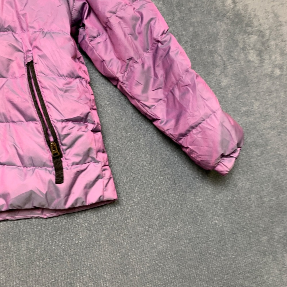 The North Face Puffer Jacket Girls XS Purple Hooded Long Sleeve Winter Full Zip - Picture 3 of 12
